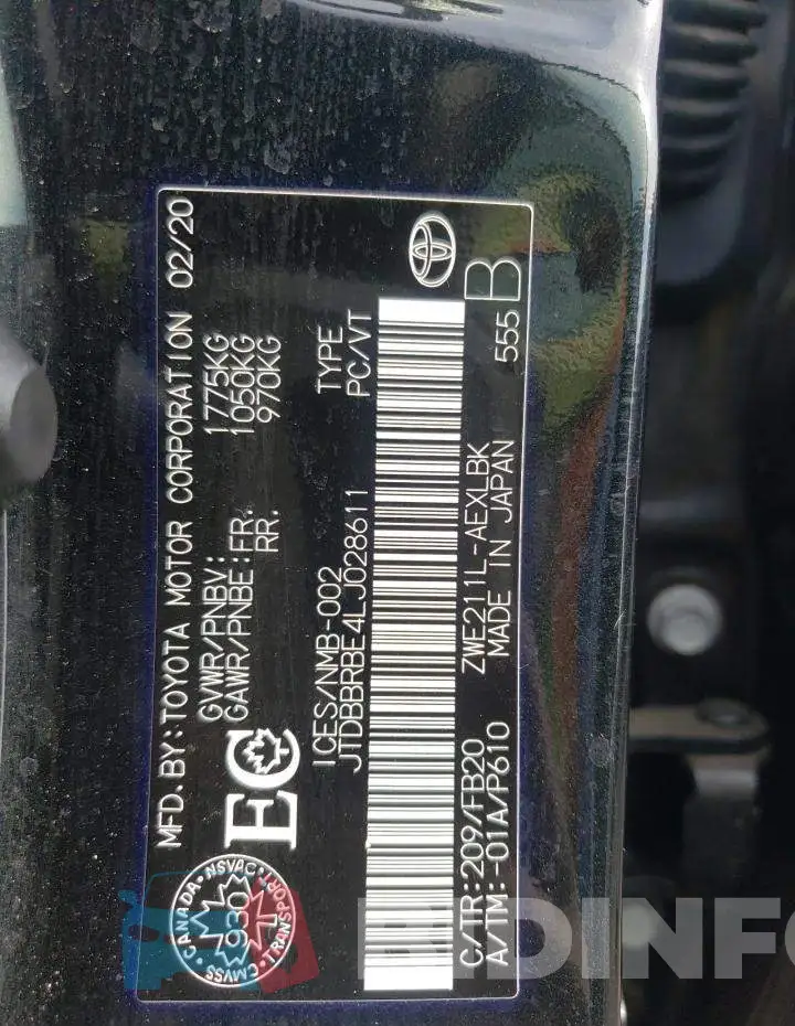 JTDBBRBE4LJ028611 Photo# 10