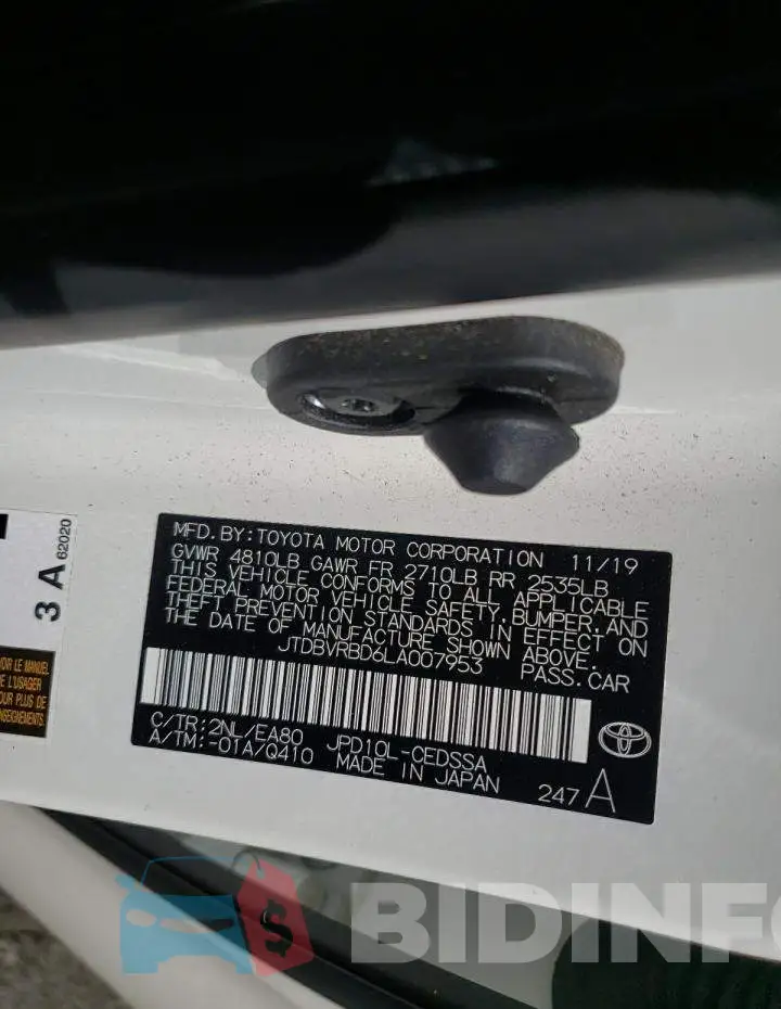 JTDBVRBD6LA007953 Photo# 10