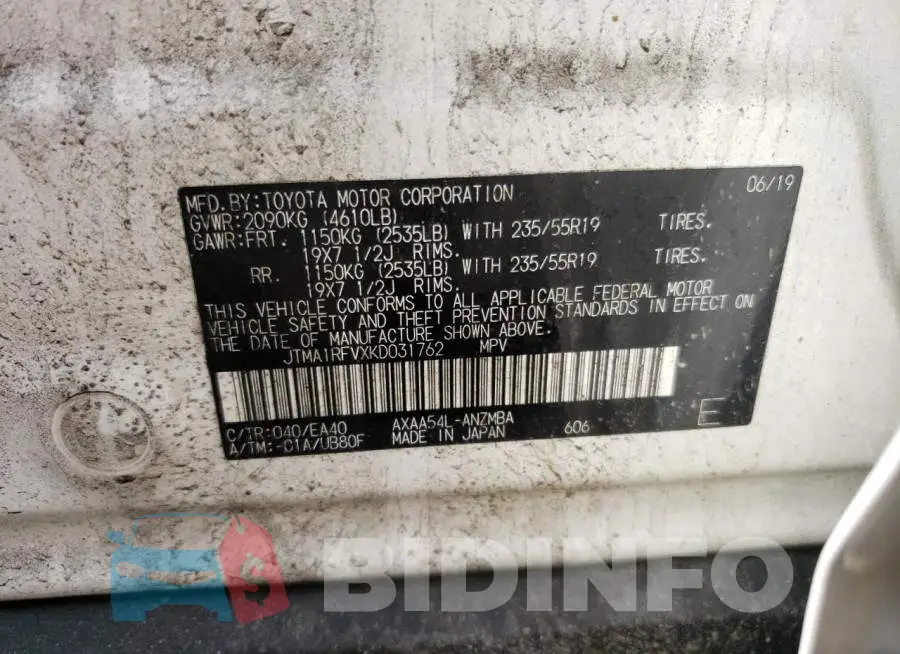 JTMA1RFVXKD031762 Photo# 10