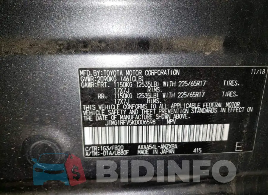 JTMG1RFV5KD006598 Photo# 10