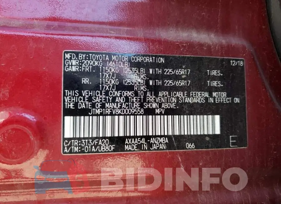 JTMP1RFV8KD009558 Photo# 10