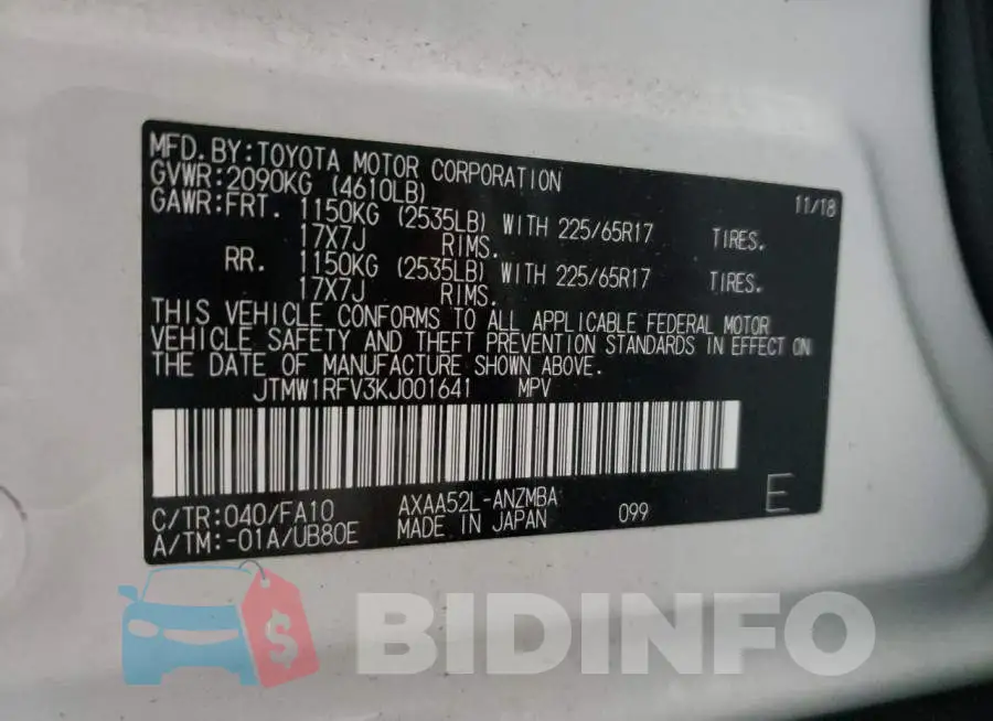 JTMW1RFV3KJ001641 Photo# 10