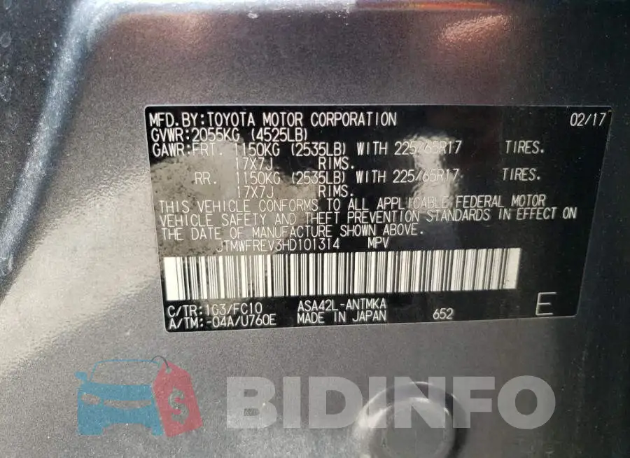 JTMWFREV3HD101314 Photo# 10