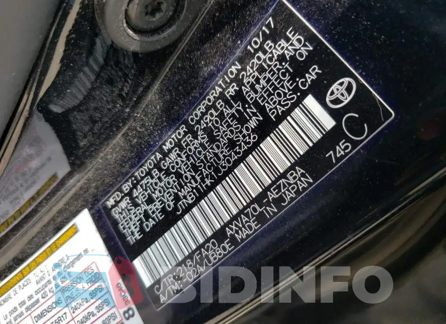JTNB11HK1J3043436 Photo# 10