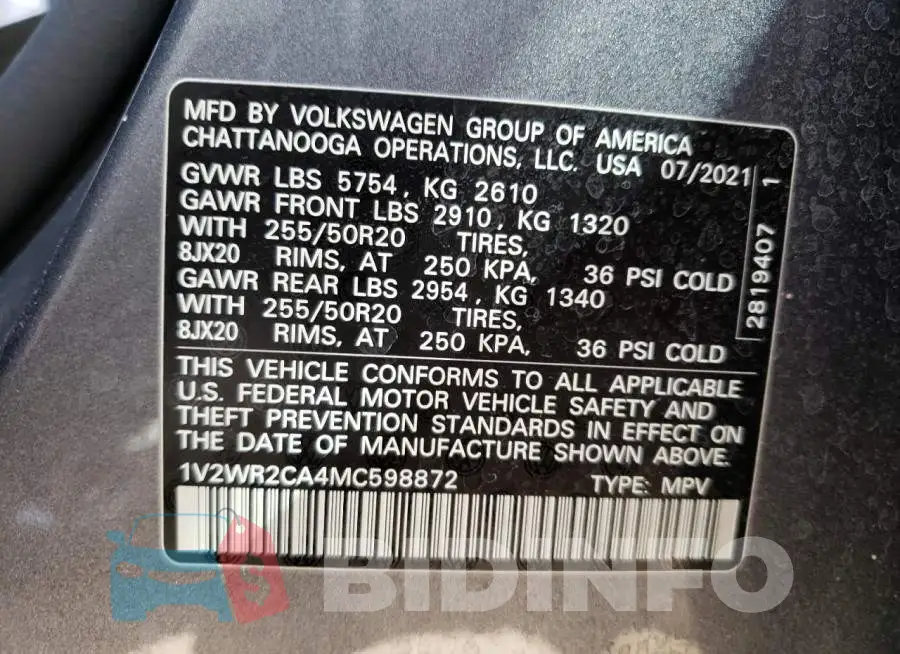 1V2WR2CA4MC598872 Photo# 10