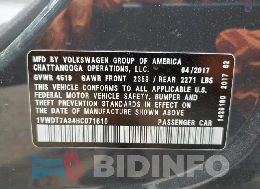 1VWDT7A34HC071610 Photo# 10