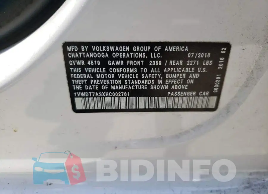 1VWDT7A3XHC002761 Photo# 10