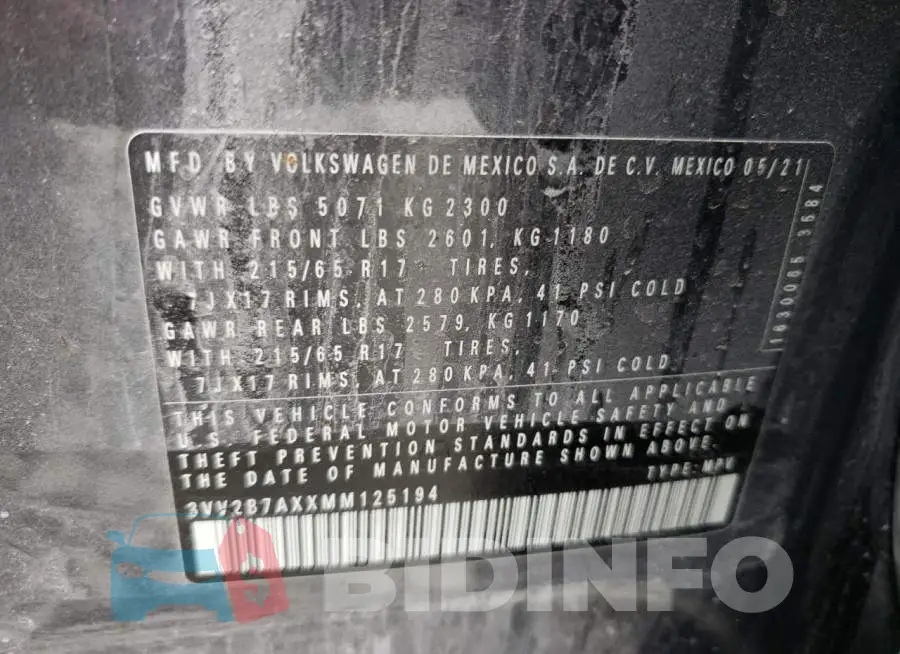3VV2B7AXXMM125194 Photo# 10