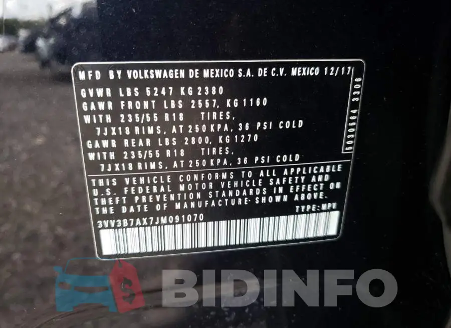 3VV3B7AX7JM091070 Photo# 10