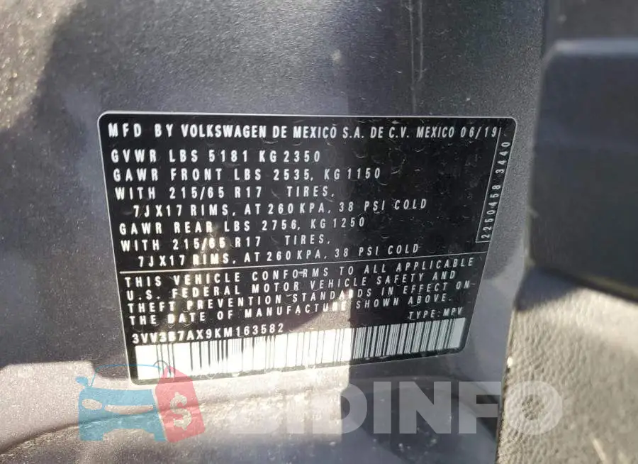 3VV3B7AX9KM163582 Photo# 10
