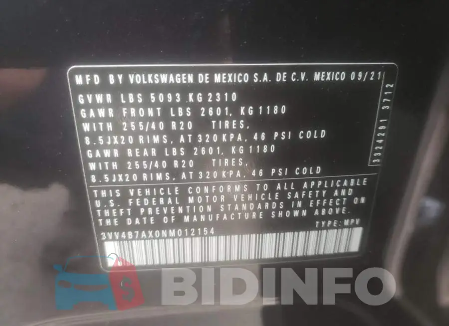 3VV4B7AX0NM012154 Photo# 10