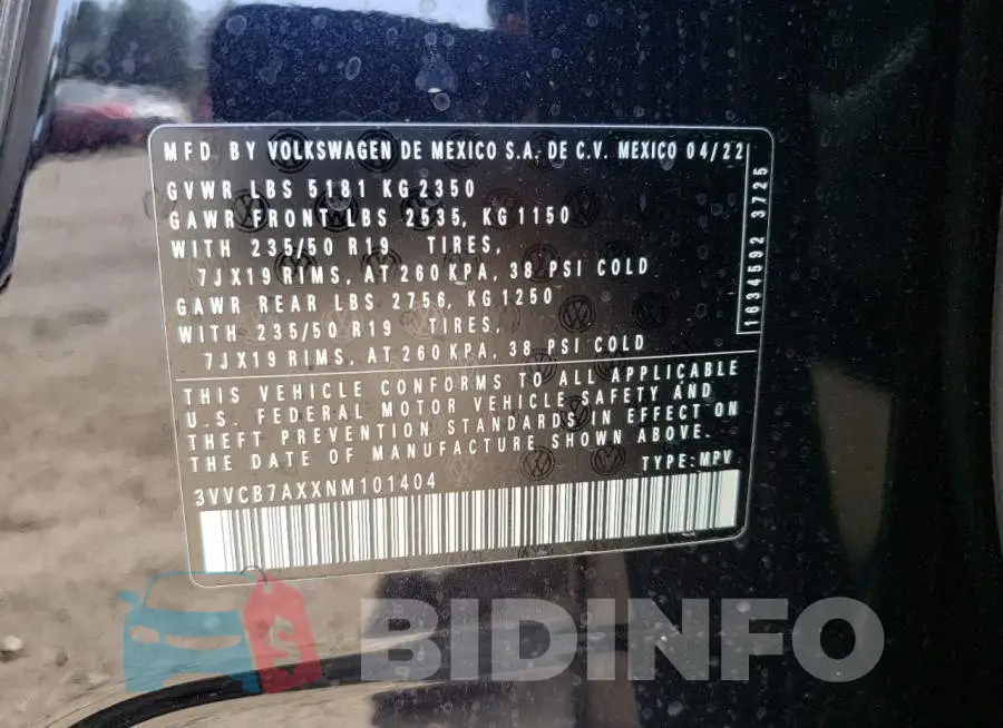 3VVCB7AXXNM101404 Photo# 10