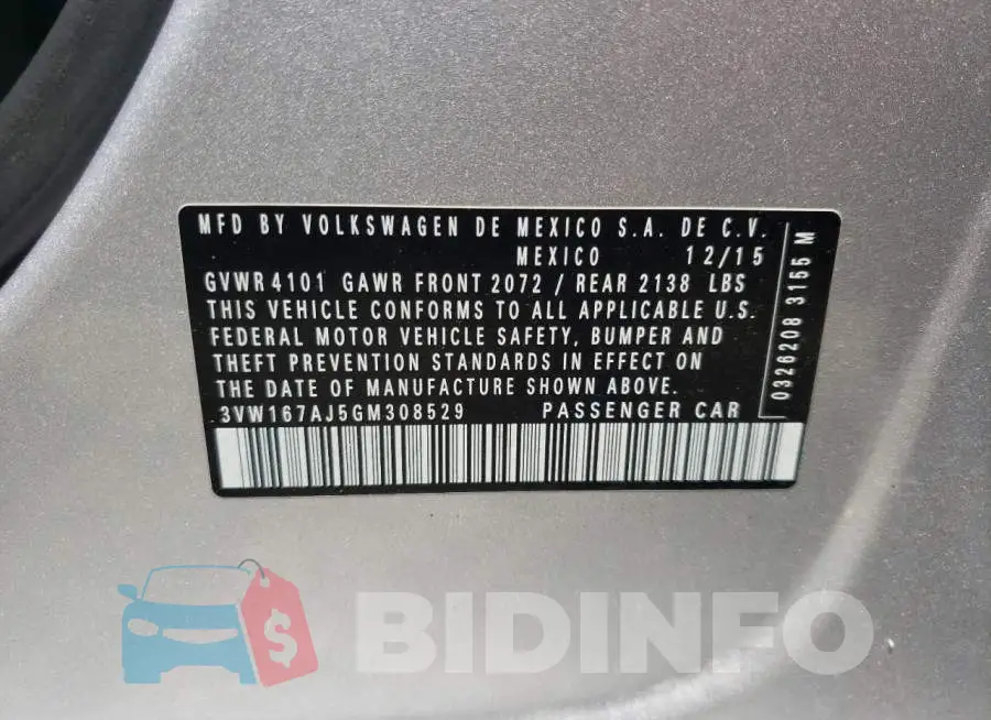3VW167AJ5GM308529 Photo# 10