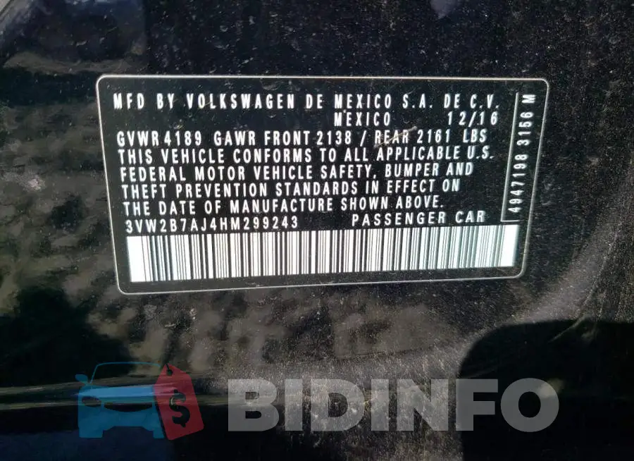 3VW2B7AJ4HM299243 Photo# 10