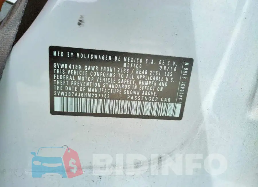 3VW2B7AJ6HM237763 Photo# 10