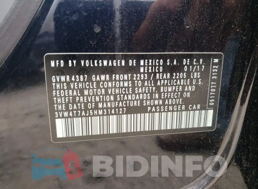 3VW4T7AJ5HM314127 Photo# 10