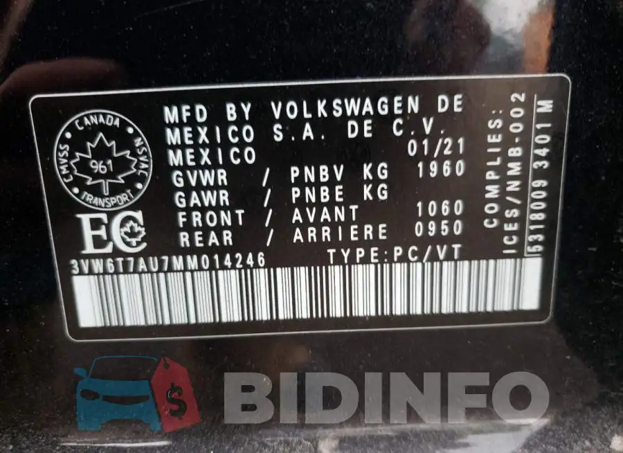 3VW6T7AU7MM014246 Photo# 10