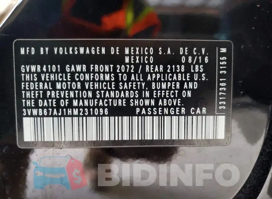 3VWB67AJ1HM231096 Photo# 10