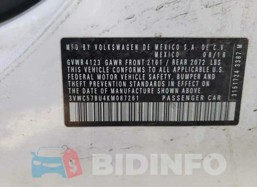3VWC57BU4KM087261 Photo# 10