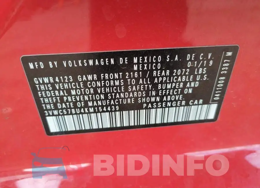 3VWC57BU4KM154439 Photo# 10