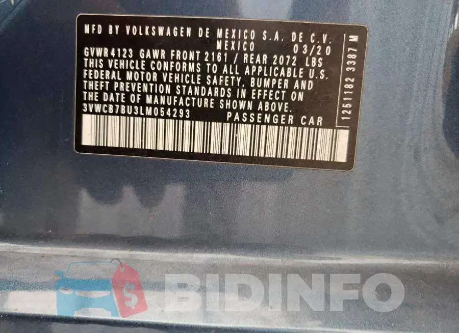 3VWCB7BU3LM054293 Photo# 10