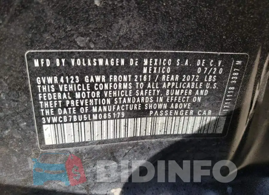 3VWCB7BU5LM065179 Photo# 10