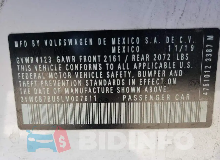 3VWCB7BU9LM007611 Photo# 10