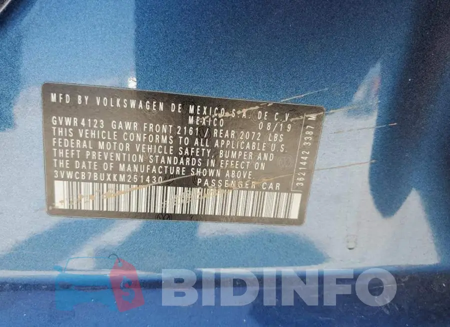 3VWCB7BUXKM251430 Photo# 10