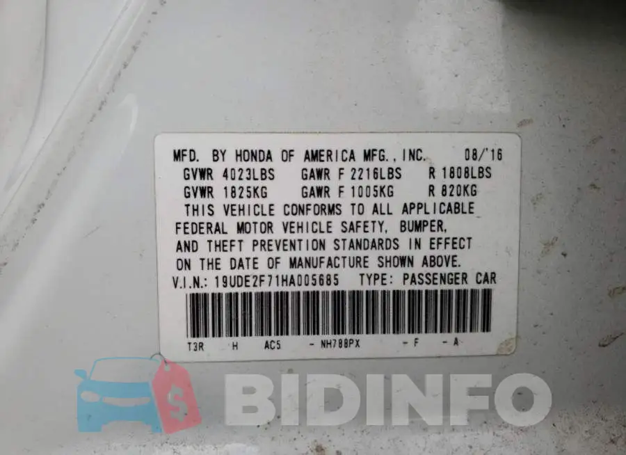 19UDE2F71HA005685 Photo# 10
