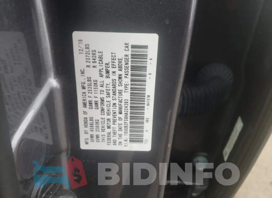 19UUB2F56HA004393 Photo# 10