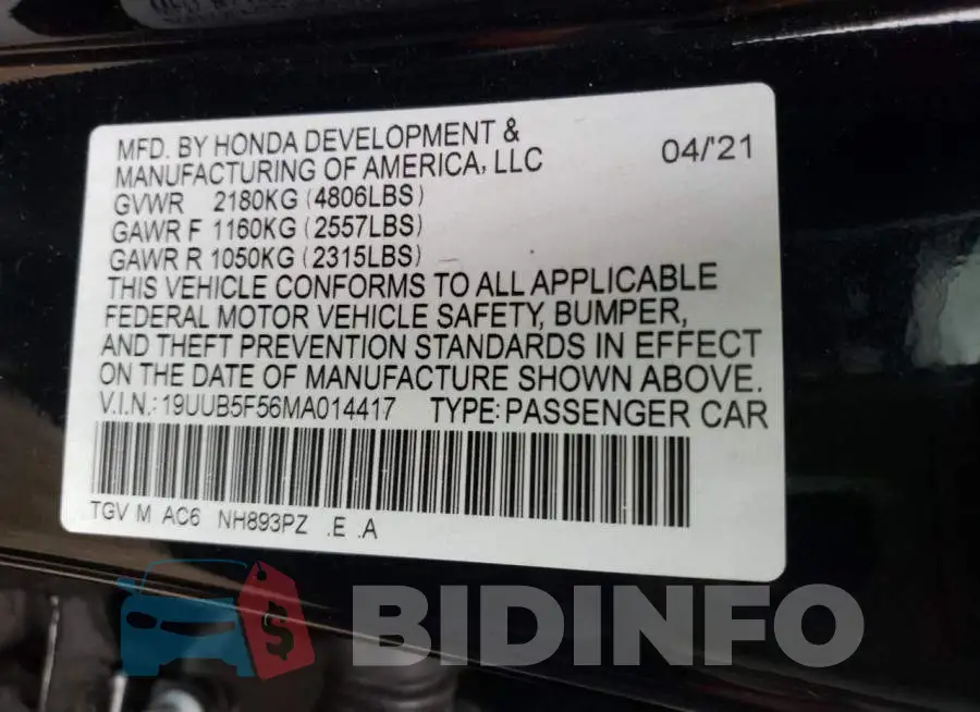 19UUB5F56MA014417 Photo# 10