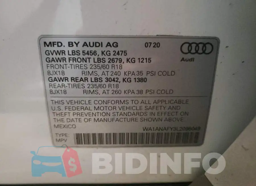 WA1ANAFY3L2095049 Photo# 10