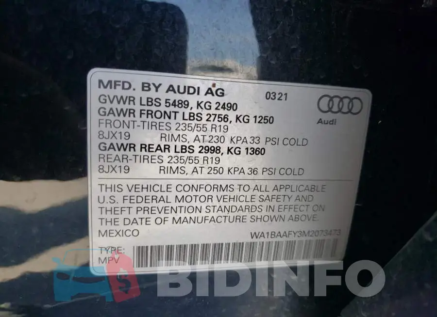 WA1BAAFY3M2073473 Photo# 10