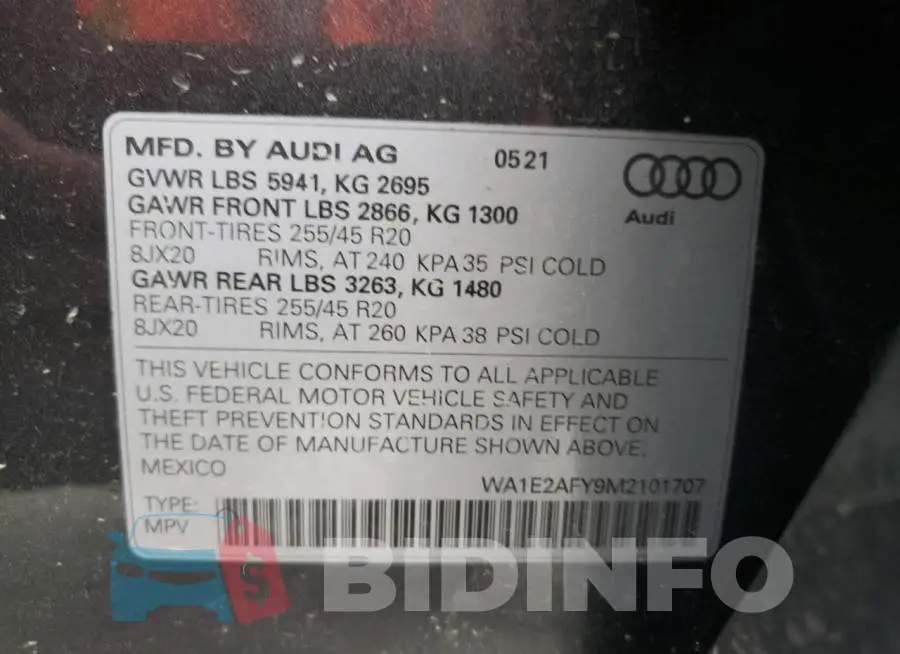 WA1E2AFY9M2101707 Photo# 10