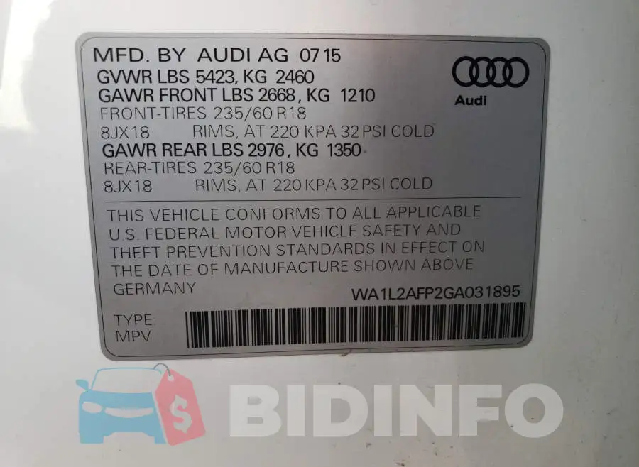 WA1L2AFP2GA031895 Photo# 10