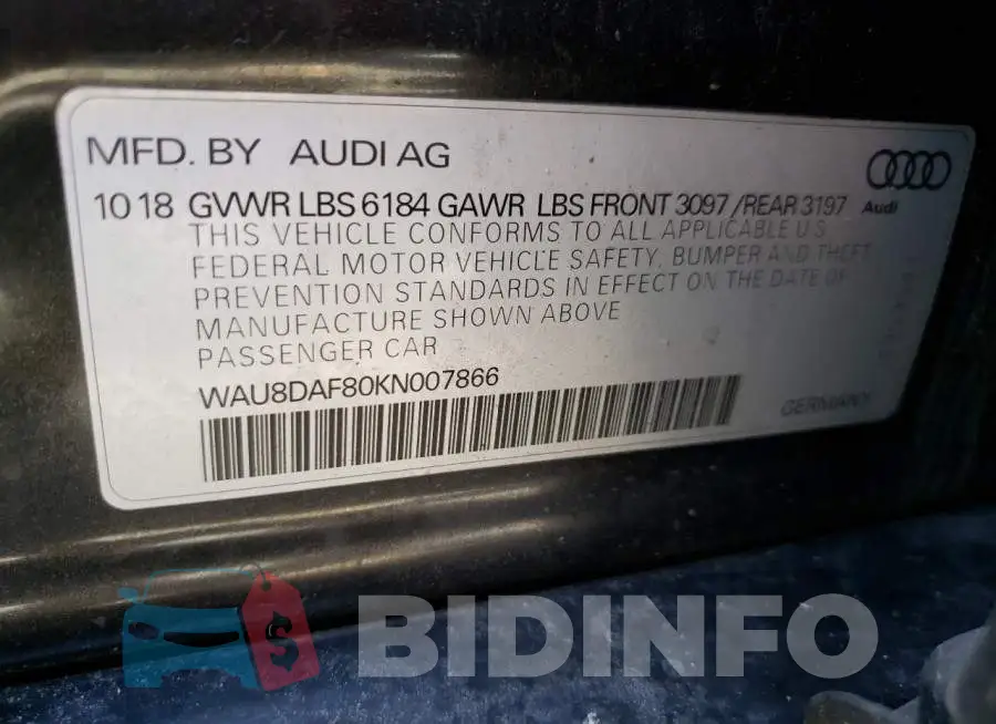 WAU8DAF80KN007866 Photo# 10