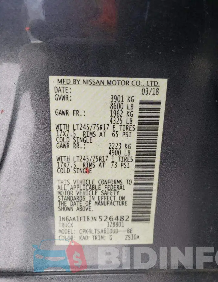 1N6AA1F18JN526482 Photo# 10