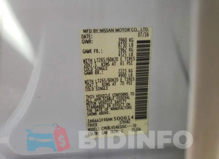 1N6AA1F46HN500614 Photo# 10