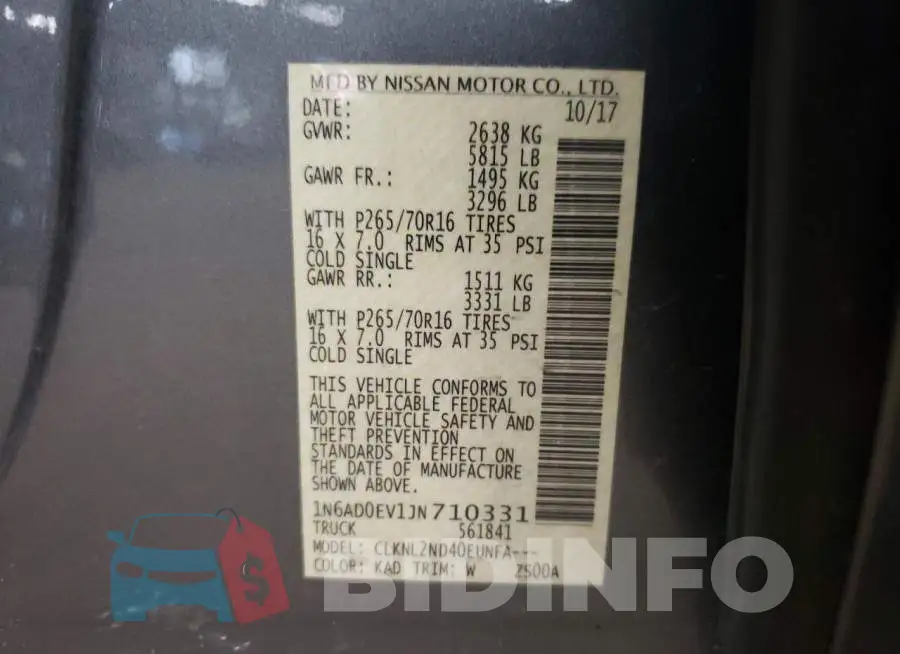 1N6AD0EV1JN710331 Photo# 10