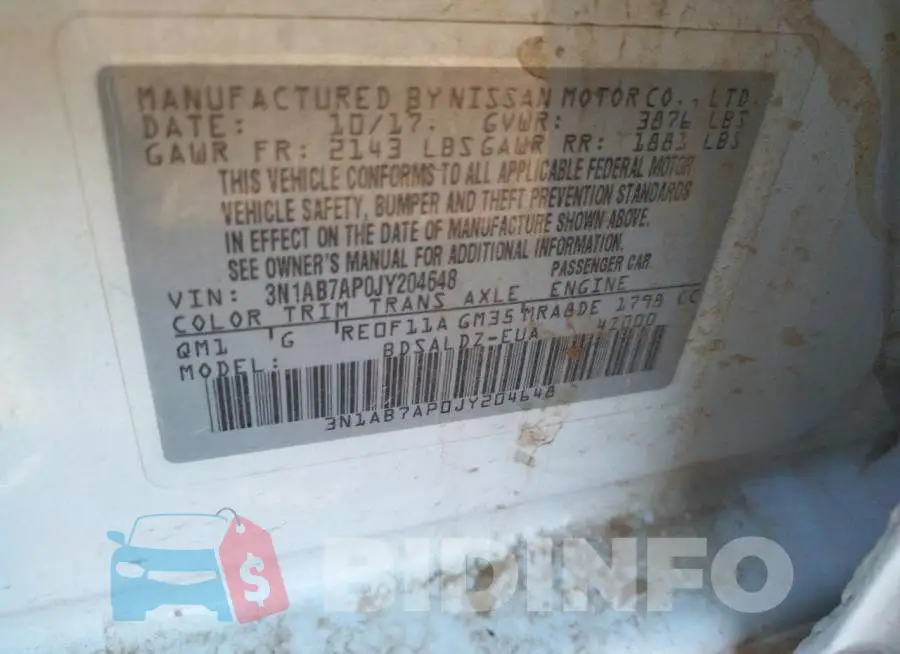 3N1AB7AP0JY204648 Photo# 10