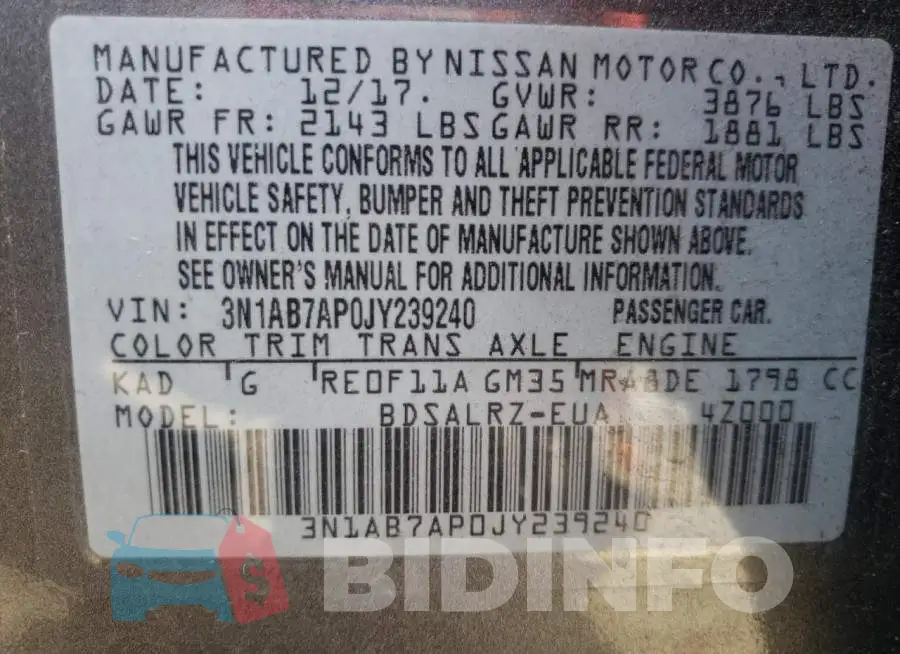 3N1AB7AP0JY239240 Photo# 10