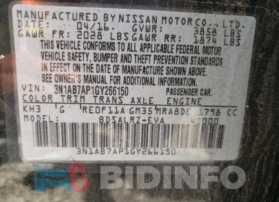 3N1AB7AP1GY266150 Photo# 10
