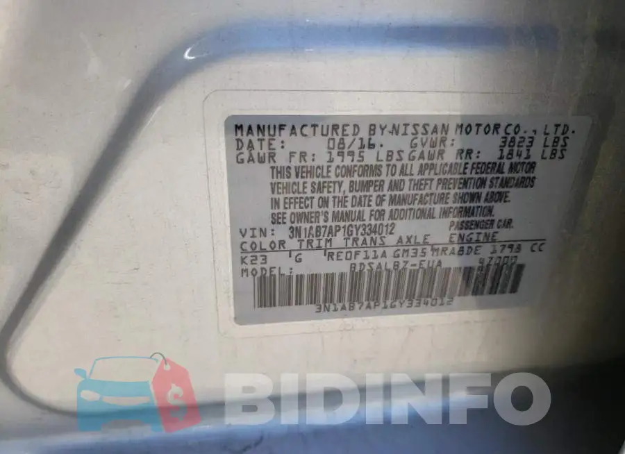 3N1AB7AP1GY334012 Photo# 10