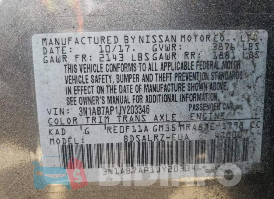 3N1AB7AP1JY203346 Photo# 10