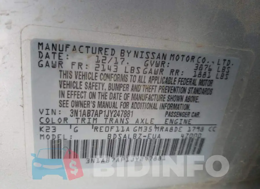 3N1AB7AP1JY247881 Photo# 10