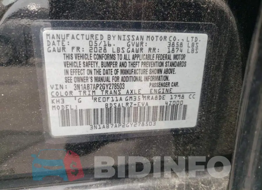 3N1AB7AP2GY278503 Photo# 10