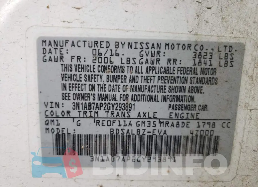 3N1AB7AP2GY293891 Photo# 10