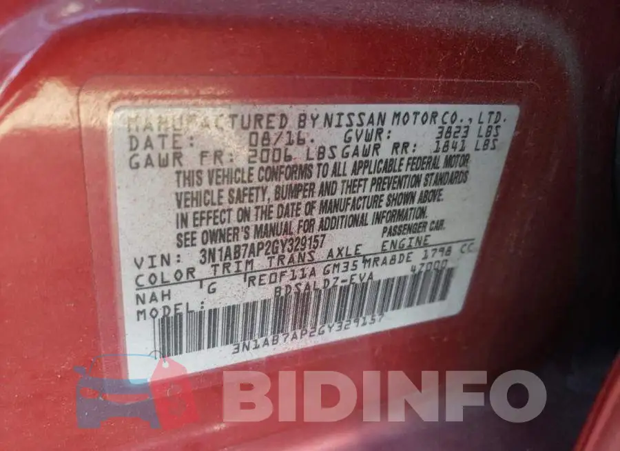 3N1AB7AP2GY329157 Photo# 10