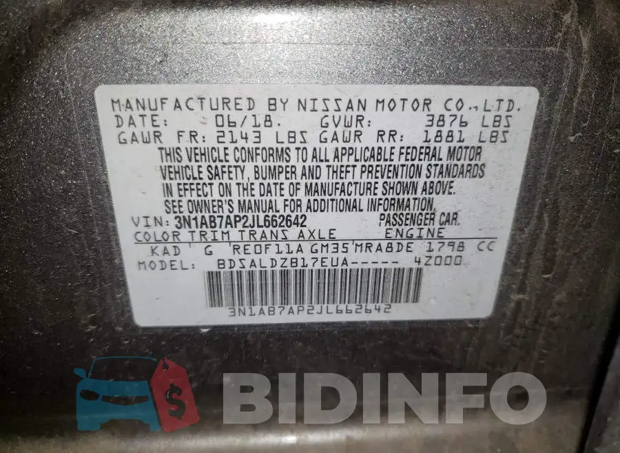 3N1AB7AP2JL662642 Photo# 10