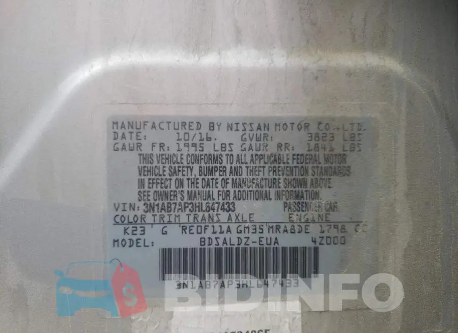 3N1AB7AP3HL647433 Photo# 10